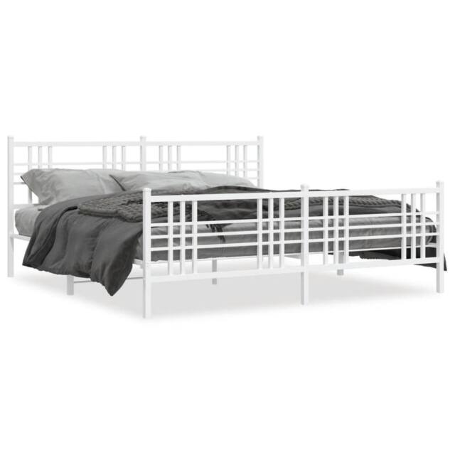 Berkfield Home Metal Bed Frame without Mattress with Footboard White 193x203cm - Size: 193x203 cm - image 1