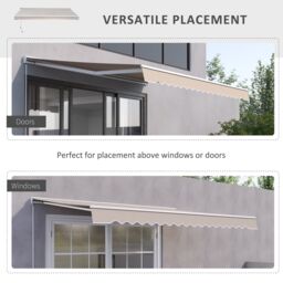 OUTSUNNY Garden Door Awning Retractable Canopy Electric Patio Shelter in White - thumbnail 5