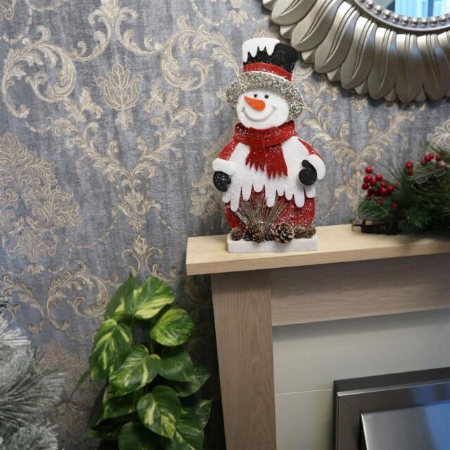 52cm Red Snowman Christmas Tabletop Figures Window Wall Door Glitter Foam Showpiece Decorations - image 1