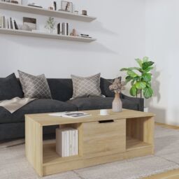 Berkfield Home Coffee Table Sonoma Oak 102x50x36 cm Engineered Wood in Brown - Size: 102 x 50 x 36 cm - thumbnail 1