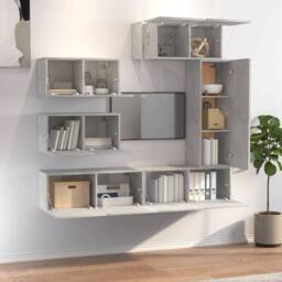 Berkfield Home 6 Piece TV Cabinet Set Concrete Grey Engineered Wood - thumbnail 3