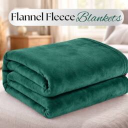 Grace Lazzaro Flannel Fleece Ultrasoft Throw Blankets in Emerald - Size: 220 cm x 240 cm - thumbnail 1