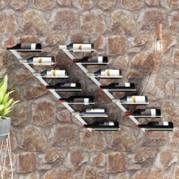 Berkfield Home Wall-mounted Wine Rack for 7 Bottles 2 pcs White Metal