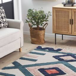 Wyld and Coco Handwoven Cotton Rug 140 x 200 cm Multicolour Scandinavian - Size: 140 cm x 200 cm - thumbnail 1