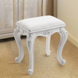 Nordara Dressing Table Stool Padded Vanity Makeup Piano Chair in White - thumbnail 1