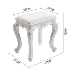 Nordara Dressing Table Stool Padded Vanity Makeup Piano Chair in White - thumbnail 2