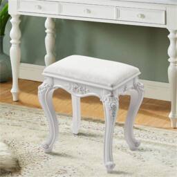 Nordara Dressing Table Stool Padded Vanity Makeup Piano Chair in White - thumbnail 3