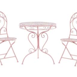 Wyld and Coco Pink 3-Piece Powder-Coated Iron Bistro Set Seats 2 - thumbnail 2