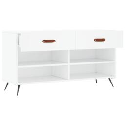 Berkfield Home Shoe Bench White 102x35x55 cm Engineered Wood - Size: 102 x 35 x 55 cm - thumbnail 5