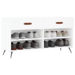 Berkfield Home Shoe Bench White 102x35x55 cm Engineered Wood - Size: 102 x 35 x 55 cm