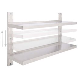 Berkfield Home 2-Tier Floating Wall Shelf Stainless Steel 120x30 cm in Grey - thumbnail 3
