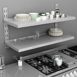 Berkfield Home 2-Tier Floating Wall Shelf Stainless Steel 120x30 cm in Grey - thumbnail 1
