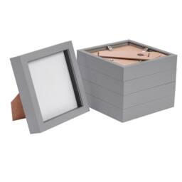 "Nicola Spring 3D Box Photo Frames - 6"" x 6"" - Pack of 5 in Grey" - thumbnail 1