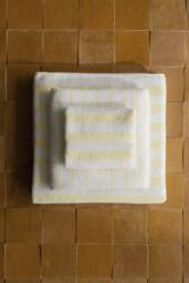 Blomus ARTO Bath Towel with Wide Stripes - White/Transparent Yellow in White - thumbnail 4