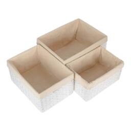 Red Hamper White Paper Rope Rectangular Storage Basket with White Cotton Lining - Size: Medium - thumbnail 3