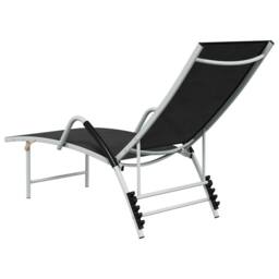 Berkfield Home Sun Lounger Textilene & Aluminium Black - thumbnail 5