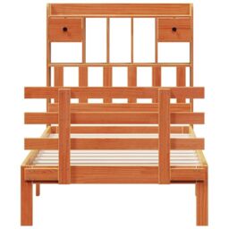 Berkfield Home Bookcase Bed without Mattress Wax Brown 100x200cm Solid Wood Pine - Size: 100x200 cm - thumbnail 4