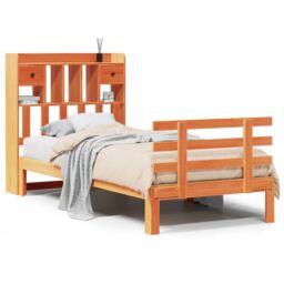 Berkfield Home Bookcase Bed without Mattress Wax Brown 100x200cm Solid Wood Pine - Size: 100x200 cm - thumbnail 2