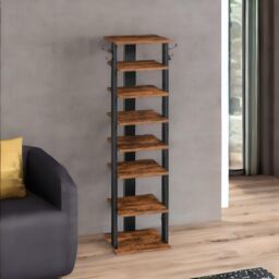 Rafaelo Mobilia Narrow 8-Tier Vertical Shoe Rack in Brown - thumbnail 3