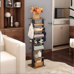 Rafaelo Mobilia Narrow 8-Tier Vertical Shoe Rack in Brown - thumbnail 4