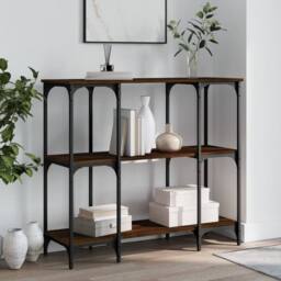 Berkfield Home Decorative Console Table Brown Oak 102x35x90 cm Engineered Wood - Size: 102 x 35 x 90 cm - thumbnail 2