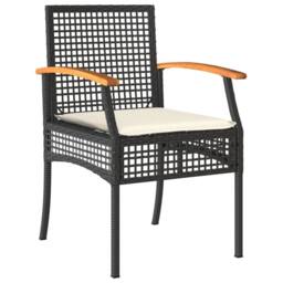 Berkfield Home Beautiful 5 Piece Garden Dining Set with Cushions Black Poly Rattan - thumbnail 1