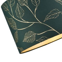 Happy Homewares Modern Forest Green Cotton Fabric Drum Lamp Shade with Gold Foil Floral Design in Dark Green - Size: 12 inches - thumbnail 4