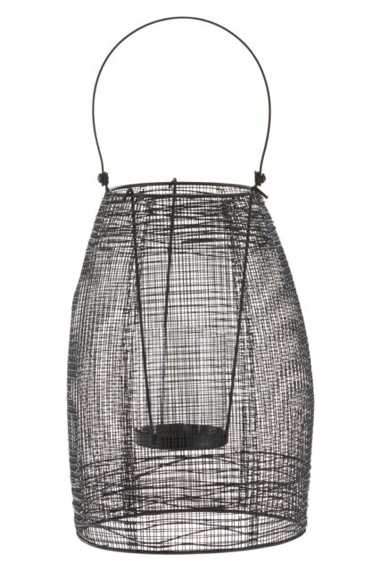 Orsina Small Black Lantern, Iron Wireframe Black Candle Holder, Indoor & Outdoor Glass Shade Candle Holder - image 1