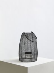 Orsina Small Black Lantern, Iron Wireframe Black Candle Holder, Indoor & Outdoor Glass Shade Candle Holder - thumbnail 5