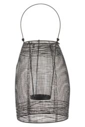 Orsina Small Black Lantern, Iron Wireframe Black Candle Holder, Indoor & Outdoor Glass Shade Candle Holder - thumbnail 6