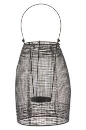 Orsina Small Black Lantern, Iron Wireframe Black Candle Holder, Indoor & Outdoor Glass Shade Candle Holder