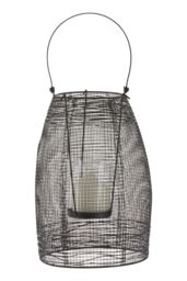 Orsina Small Black Lantern, Iron Wireframe Black Candle Holder, Indoor & Outdoor Glass Shade Candle Holder - thumbnail 4
