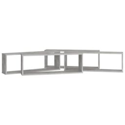 Berkfield Home Wall Cube Shelf 4 pcs Concrete Grey 80x15x26.5 cm Engineered Wood - thumbnail 5