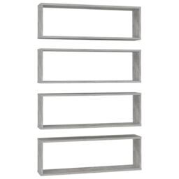 Berkfield Home Wall Cube Shelf 4 pcs Concrete Grey 80x15x26.5 cm Engineered Wood - thumbnail 2