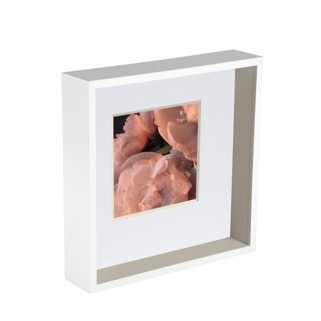 "Nicola Spring 3D Deep Box Photo Frame - 10 x 10"" with 6 x 6"" Mount - White Mount" - image 1