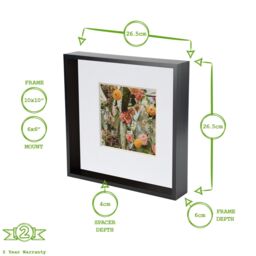 "Nicola Spring 3D Deep Box Photo Frame - 10 x 10"" with 6 x 6"" Mount - White Mount" - thumbnail 4