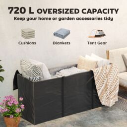 OUTSUNNY 720 L Garden Furniture Cushion Storage Bag, 600D Oxford Fabric in Black - thumbnail 6