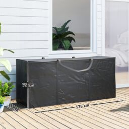 OUTSUNNY 720 L Garden Furniture Cushion Storage Bag, 600D Oxford Fabric in Black - thumbnail 3