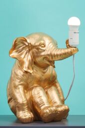 Orsina Quirky Gold Elephant Table Lamp, Handcrafted Decorative Animal Lamp With Intricate Texture, Playful Lighting - thumbnail 4