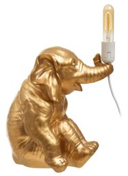 Orsina Quirky Gold Elephant Table Lamp, Handcrafted Decorative Animal Lamp With Intricate Texture, Playful Lighting