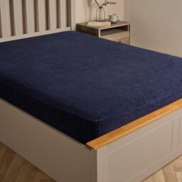 OHS Teddy Fleece Thermal Fitted Bed Sheet in Dark Navy - Size: Super King Fitted - thumbnail 1