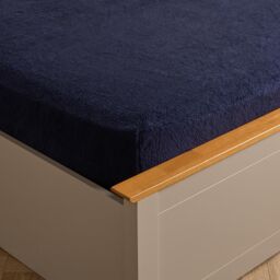 OHS Teddy Fleece Thermal Fitted Bed Sheet in Dark Navy - Size: Super King Fitted - thumbnail 2