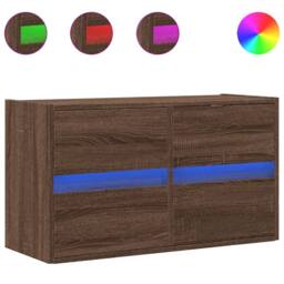 Berkfield Home TV Wall Cabinet with LED Lights Brown Oak 80x31x45 cm - Size: 80 x 31 x 45 cm - thumbnail 1