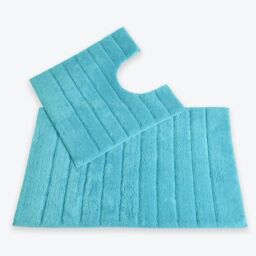 Allure Bath Fashions Ribbed Two Piece Bath Mat & Toilet Mat Set in Turquoise