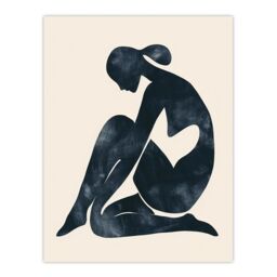 "Artery8 Woman Abstract Minimalism Figure Female Painting Wall Art Print in Black - Size: W24"" x H32""" - thumbnail 1