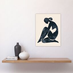 "Artery8 Woman Abstract Minimalism Figure Female Painting Wall Art Print in Black - Size: W24"" x H32""" - thumbnail 4