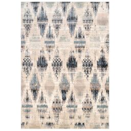 Kukoon Beige Navy Distressed Diamond Trellis Area Rug - Size: 80 cm x 150 cm - thumbnail 1