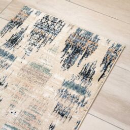 Kukoon Beige Navy Distressed Diamond Trellis Area Rug - Size: 80 cm x 150 cm - thumbnail 6