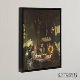 "Artery8 Tyrolese Interior Oil Painting Sargent Framed Canvas Wall Art Print - Size: W18"" x H24""" - thumbnail 2