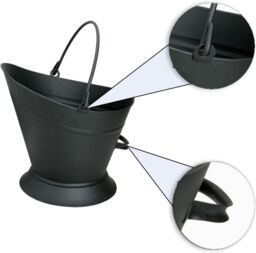 Almineez Vintage Style Large Fireside Waterloo Coal Bucket With Shovel & Brush in Black - thumbnail 5